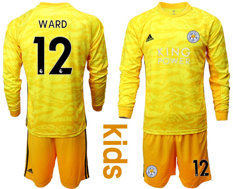 Youth 2019-2020 club Leicester City yellow goalkeeper long sleeve #12 Soccer Jerseys